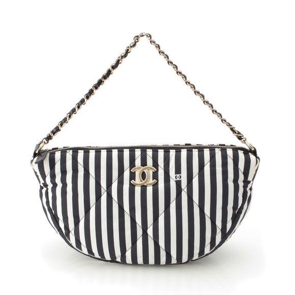 Chanel Coco Beach Large Hobo Stripe One Shoulder Handbag Accessory Pouch As4698 - Picture 1 of 10